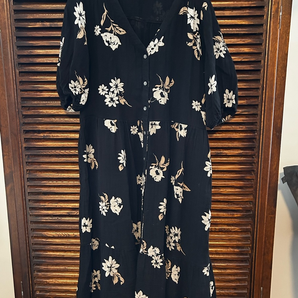 Sonoma Black Dress with Cream Floral Design